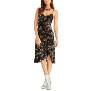 Rachel Roy Velvet Floral Black Midi Dress